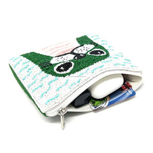 Handmade <b>Cute</b> Seal Face Beaded Clutch Bag Trendy Ocean Theme Beach Accessory Zipper Closure Unisex Vacation Resort <b>Purse</b> Water - Product Image 3