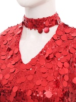 Costume Hippie à paillettes pour femmes Mini robe avec manches évasées amovibles pour les années 70 Disco Costume Dance Prom Parties Party Performance