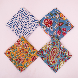 Handkerchiefs Cotton Vintage Block Print Bandana Paisley Floral Design India Made Eco-Friendly Men's Summer Face <b>Wraps</b> - Product Image 4