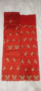 Formal New Collection Luxurious Nigerian George Wrapper With Embroidery Work On Floral Pattern Taffeta Silk <b>Fabric</b> For Wedding - Product Image 5