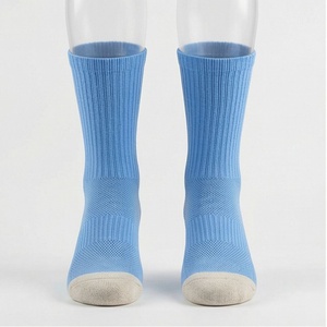 Light Blue Crew <b>Socks</b> Breathable Polyester Spandex <b>Running</b> Athletic Solid Color Adult Summer Sport <b>Socks</b> - Product Image 1