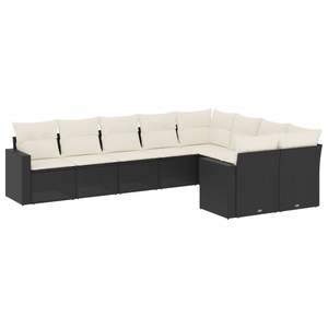 Grand ensemble de canapés de jardin modulaires en rotin PE noir, élégant et durable, mobilier d'extérieur - Product Image 2