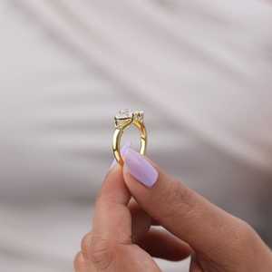 Nature Inspired 1.02CT Pear Cut Diamond Three Stone <b>Ring</b> Lab Grown 18K Solid Gold Wedding <b>Proposal</b> Gift For Girlfriends - Product Image 2