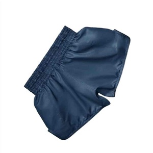 Pantalones Cortos de Muay Thai con Logotipo Personalizado, Pantalones Cortos de Kickboxing Azul Marino Satinado, Pantalones Cortos de Entrenamiento MMA para Hombre, Pantalones Cortos Profesionales de Boxeo Tailandés - Product Image 3
