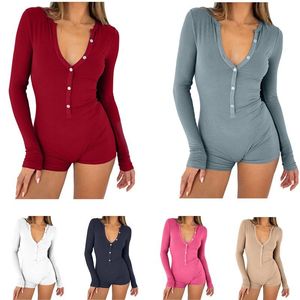 Mono de lona transpirable ajustado de manga larga acanalado de una pieza para mujer - Ropa deportiva de moda - Product Image 5