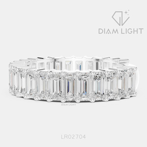 Bague de fiançailles en or blanc 14 carats avec diamant de laboratoire taille baguette 2,38 carats, pierres latérales, bague de mariée, certifiée IGI, bijoux fins - Product Image 1