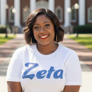 Camiseta Blanca Zeta Blue Diamond para Mujer, 100% Algodón, con Lentejuelas Bordadas, Letras Griegas, Ropa de Sororidad, Zeta Phi Beta, Estilo Clásico - Product Image 6