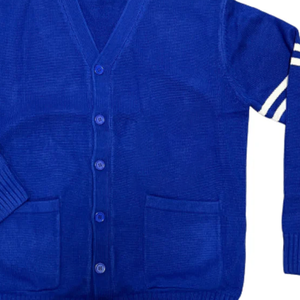 Cardigan Unisexe Bleu en Chenille Personnalisé 2026 pour Fraternités et Sororités, Boutonné, Style Universitaire, Tricoté avec Lettres, Vente en Gros OEM - Product Image 3