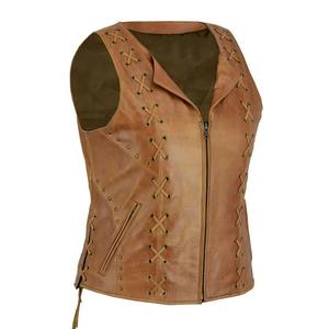 Chaleco de Cuero Personalizado para Mujer, Chaleco de Cuero de Alta Calidad, Estilo Rockero, Motero, Metálico - Product Image 2