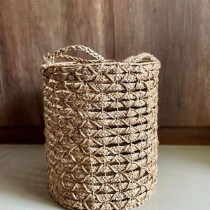 Vietnam High Quality Seagrass Storage <b>Basket</b> Planter, Natural Handwoven <b>Wicker</b> Flower Pot, Eco-Friendly Rustic Home Decor - Product Image 1