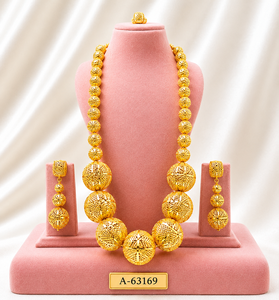 Conjunto de Collar y Pendientes con Patrón Hexagonal, Chapado en Oro de 24K, Joyería Clásica para Mujer, Aleación A-63175 - Product Image 3