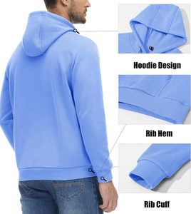 Chaqueta cálida de invierno con patrón sólido informal Vintage para hombre, de manga larga Sudadera con capucha, forro polar, cremallera completa, prendas de vestir exteriores teñidas lisas - Product Image 6