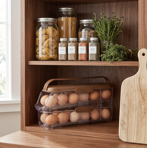 Contenedor de Huevos de Plástico PP de Grado Alimenticio HALO, Libre de BPA, de 2 Niveles, con Deslizamiento Automático, Organizador Transparente para Refrigerador - Product Image 5