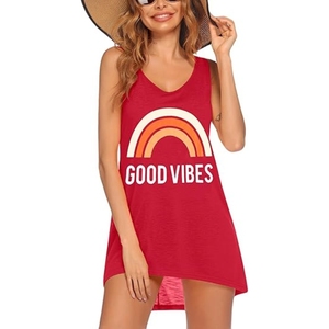 Vestido Hawaiano de Playa para Mujer, Estampado Tropical, Sin Mangas, Vestido de Verano para Vacaciones - Product Image 1