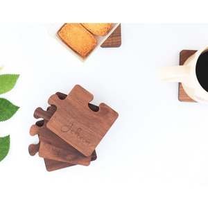 Handcrafted Wooden <b>Puzzle</b> Piece Coaster Set Interlocking Design Drink Coasters Tableware Decorative Unique Handicraft Item - Product Image 4