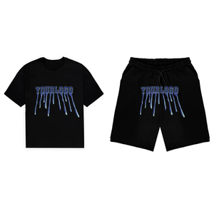 Conjunto de Dos Piezas de Camiseta de Manga Corta y Pantalones Cortos Deportivos Casuales de Verano Unisex con Estampado Gráfico de Letras Y2K - Product Image 2