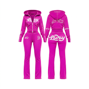Conjunto de Sudadera con Capucha y Pantalones Deportivos para Mujer, Estilo Lavado Ácido, Corte Holgado, Acabado Vintage, para Ropa Urbana de Marca Privada - Product Image 4