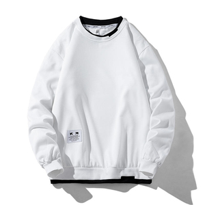 Custom StreetWear Blank Pullover Double Rib Sweatshirt Nylon/Cotton Plain <b>Thick</b> Crew Neck for Men Spring Embroidered - Product Image 2