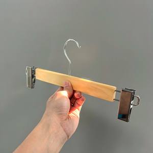 Ganchos de Madera de Alta Calidad para Ropa, de un Solo Nivel, para Pantalones y Vestidos, con Pinzas de Hierro, Duraderos, Antideslizantes, para Armario y Baño, Venta al Por Mayor - Product Image 5