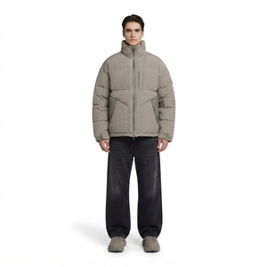 Men's Custom Logo <b>Winter</b> Puffer Jacket <b>Waterproof</b> Nylon Stand Collar Quilted Heavyweight Outerwear OEM Bubble <b>Coat</b> Parkas - Product Image 1