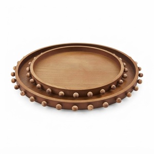 Plateau décoratif rectangulaire moderne en bois massif, design bord en corde, fait main, multifonctionnel, pour la décoration de la maison et les mariages - Product Image 3