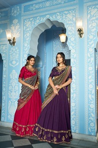 Indian Ethnic Traditional Designer Vichitra Silk <b>Lehenga</b> Choli with Sequins Embroidery Work for Wedding Outfit for <b>Women</b> Wear - Product Image 5