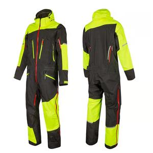 Men's Unisex Waterproof Breathable Workwear Suit Gray <b>Red</b> Hooded Zipper Closure Front Logo Outdoor Ski & Snow Coverall - Product Image 4