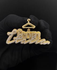 Pendentif Hip Hop personnalisé en acier inoxydable et argent tibétain, plaqué argent, avec diamant rond taille brillant Ice Matrix et Ice Legacy - Product Image 2