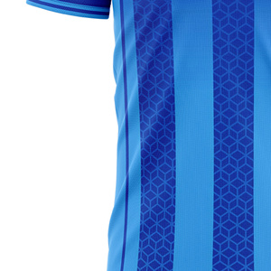 Camiseta de Fútbol Sublimada Personalizada Unisex Azul a Rayas Cuello Redondo Manga Corta Ligera Transpirable Corte Regular 100% - Product Image 3