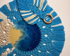 Artistic Blue Macrame Handmade Boho <b>Table</b> <b>Mats</b> Dining <b>Table</b> Placemats Perfect For Plates Bowls Cups And Cutlery Setup From India - Product Image 3