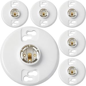 Set di 6 Portalampade Bianchi E26 a Base Media per Plafoniere, Compatibili con Lampade a Incandescenza e Fluorescenti CFL 660W 250V - Product Image 1