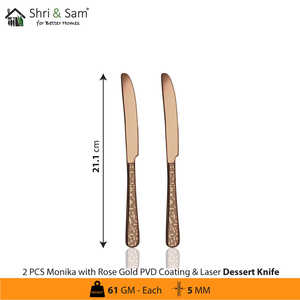 Couverts en acier inoxydable avec revêtement PVD or rose et service de vaisselle élégant Monika gravé au laser - Product Image 4