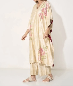 Luxury <b>Kaftan</b> Abaya Handmade Moroccan Arabian Dress Neck Long Sleeve Breathable Polyester Floor Length Regular Fit Evening Party - Product Image 3