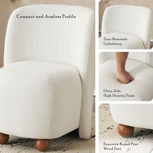 Poltrona Moderna con Schienale Basso per Piccoli Spazi Abitativi, Senza Braccioli, Imbottita, con Piedini in Legno di Pino per Soggiorno - Product Image 5