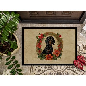 Nouveau noir Tan Coonhound fleurs de noël paillasson 18H X 27W intérieur extérieur antidérapant lavable bas tapis pour porte d'entrée - Product Image 3