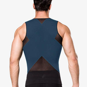 Gilet sculptant respirant en maille pour homme, taille haute élastique avec fermeture éclair, grandes tailles - Product Image 4