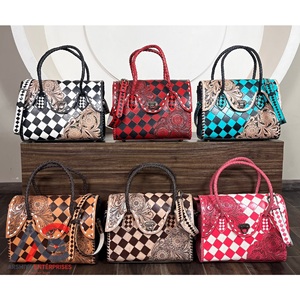 Bolso Tote de Cuero a Cuadros Hecho a Mano para Mujer 2026, de Moda, con Correa Cruzada de Cuero Genuino de Vaca, Gran Capacidad, Bolso de Hombro - Product Image 1