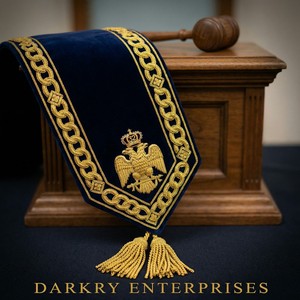 Banda Masónica del Consejo Criptico Bordada a Mano con Hilo de Oro, Triángulo Roto, Terciopelo Negro, Regalia, Servicio Personalizado - Product Image 2