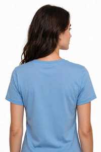 T-shirt en jersey bleu à manches courtes et col rond pour femme, imprimé cactus mignon, coupe décontractée, idéal pour l'été - Product Image 4