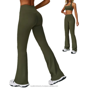 Pantalon de sport taille haute hanche jambes larges à l'extérieur portant des pantalons évasés course à pied sport décontracté pantalons évasés Leggings - Product Image 5