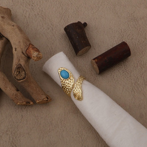 Natural Turquoise Wrap <b>Ring</b> <b>Adjustable</b> Statement Boho <b>Ring</b> Gold Plated Hammered Textured Natural Blue Gemstone Jewelry Gift - Product Image 2