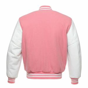 <b>Pink</b> Color Wool Varsity <b>Jacket</b> White Real Leather Sleeves Letterman Baseball College <b>Jacket</b> For Men - Product Image 2