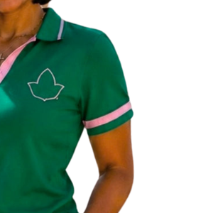 <b>Women</b> Green IVY <b>Short</b> <b>Set</b> Embroidered Polo Shirt and <b>Shorts</b> Two Piece Outfit Pink Trim Casual Summer Sports Lounge Matching <b>Set</b> - Product Image 3