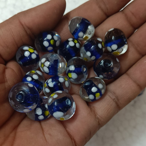 ลูกปัดแก้วแฮนด์เมดลายจุดสีฟ้าลายทางสีชมพูแบบใหม่สำหรับทำเครื่องประดับ - Product Image 4