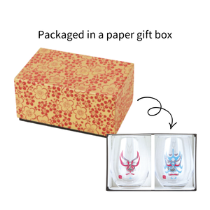 Kabuki Design Glass Tumbler Set With Oriental Pattern For Party Use Adults Transparent Single Wall - Product Image 3