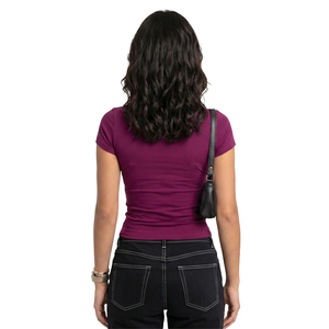 Nueva Camiseta de Mujer Personalizada con Serigrafía, Corte Ajustado, Top Corto, Manga Corta, Tejido Elegante para Uso Diario - Product Image 2