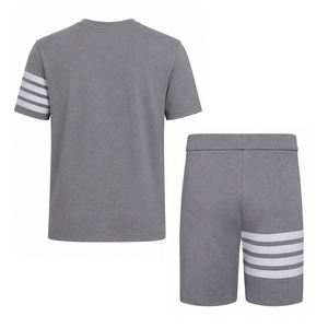 Conjunto de Verano para Hombre Ekin Impex, Camiseta Gris de Cuello Redondo y Pantalones Cortos, Color Sólido, Tejido Transpirable, Ropa Casual de Verano - Product Image 2