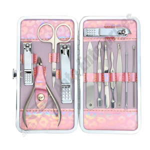 Nail Clippers Manicure and Pedicure Set for Men and Women Nail Care <b>Tool</b> Kit Luxurious Holographic Travel Case <b>Pink</b> - Product Image 4