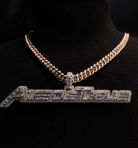 Hip Hop Jewelry Men's Iced Out Custom Letter <b>Pendant</b> 925 Sterling <b>Silver</b> VVS Moissanite Diamond Number Name <b>Initial</b> Logo <b>Pendant</b> - Product Image 5