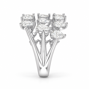 Bague de cocktail de luxe à plusieurs rangs en or jaune 14K avec diamants de laboratoire certifiés IGI, pour soirée, bijoux personnalisés OEM - Product Image 2